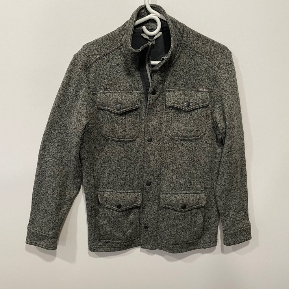 Eddie Bauer Men's Textured Knit Utility Jacket Charcoal Grey XS Snap Front‎